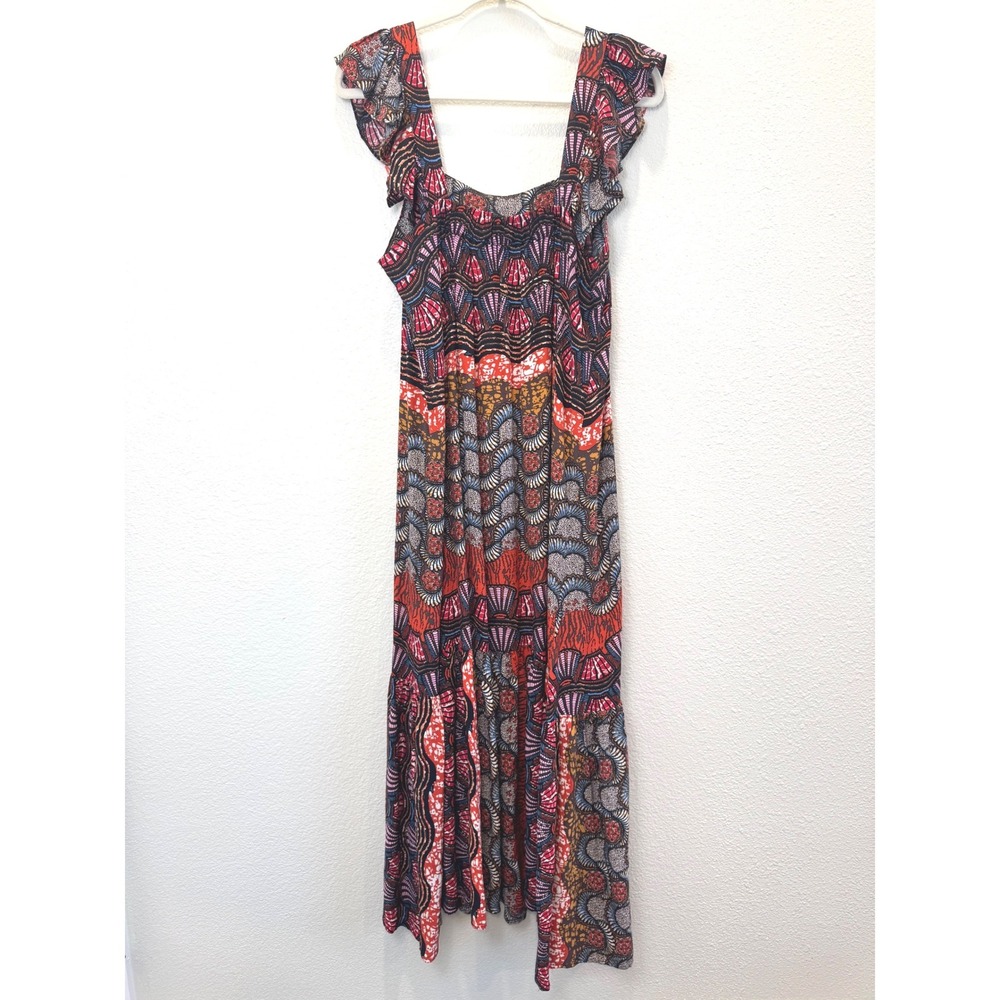 Corey Lynn Calter Anthropologie Doriane Smocked Ruffle Midi Flowy Dress Medium - Picture 4 of 10
